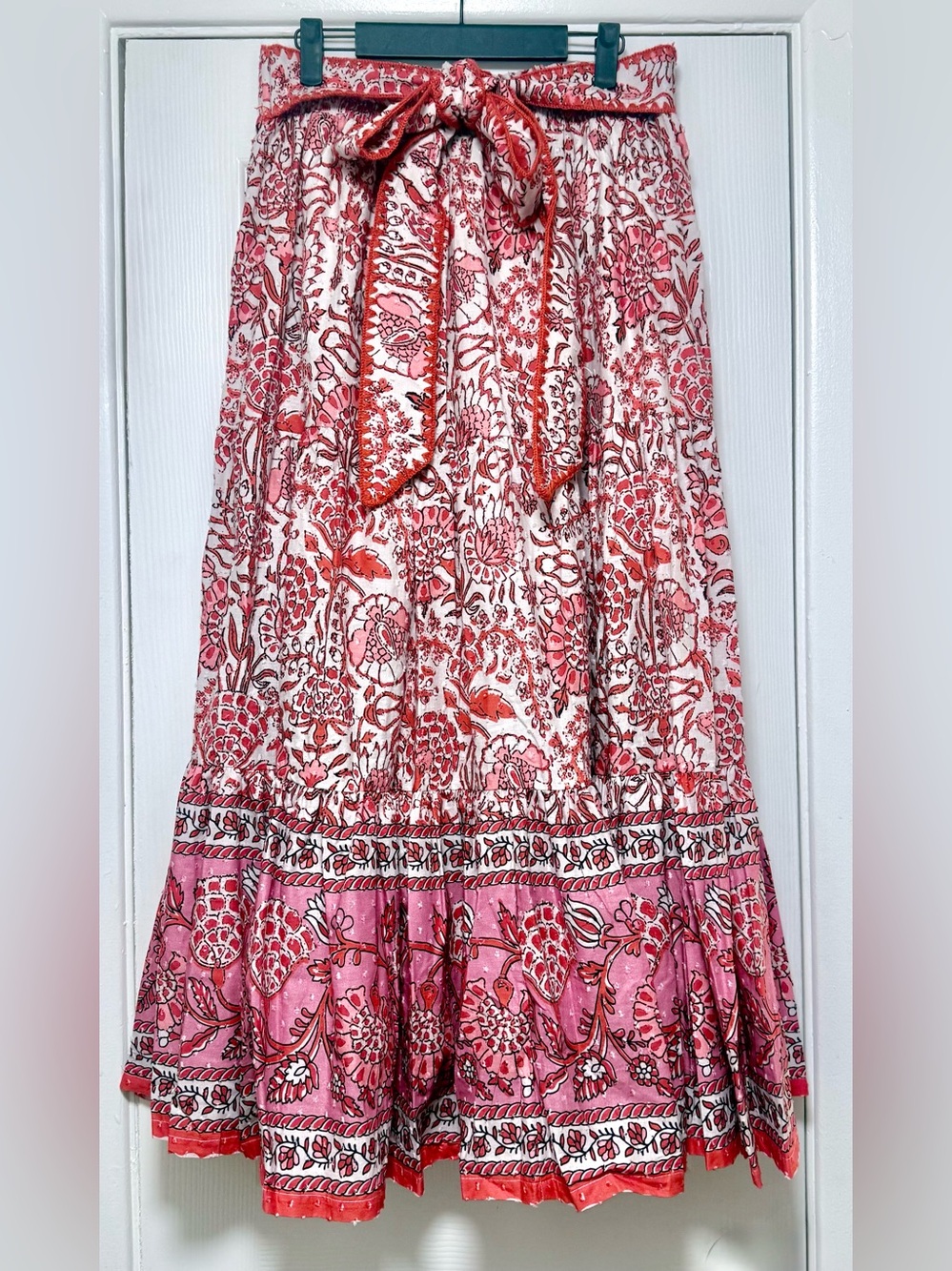 Farmer’s Market Floral Tiered Maxi Skirt with Self-Tie Waist